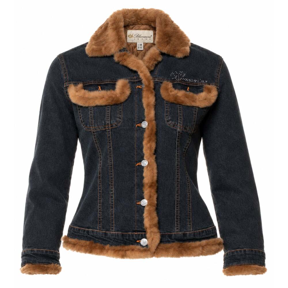 Blumarine Jeans Vintage Fur Trimmed Denim Jacket Size IT 38